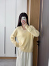香影【绵羊毛+山羊绒】黄色v领毛衣女2025冬季新款慵懒风针织上衣 黄色 S 实拍图