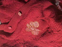 茵曼北极绒安可拉红开衫毛衣女秋季时尚绣花慵懒针织外套 复古红 XL 实拍图