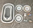 iuu婴儿洗澡盆 可折叠宝宝浴盆大号 洗澡神器躺托浴架新生儿童用品 【北欧灰】+调节感温浴架+脸盆*3 材质：FAD食品级材质检测认证 实拍图