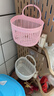 可爱壁挂式收纳篮多功能厨房浴室小挂篮免打孔挂墙首饰盒小号 粉色+白色大嘴挂壁收纳盒 实拍图