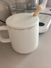 传旗陶瓷马克杯带勺盖咖啡杯牛奶杯早餐杯办公杯男女茶杯描金白400ml 实拍图