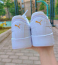 彪马（PUMA）【厚底鞋】增高小白鞋女子新款灰色板鞋CARINA389390 白-白-金色-01 38 实拍图