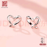 老银匠s925镂空心形立体学生银耳钉女养耳洞简约女生不易过敏银耳钉 实拍图