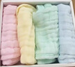 全棉时代婴儿口水巾儿童水洗纱布小毛巾洗脸礼盒4条装 粉蓝黄绿25×25cm 实拍图