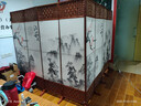 中式简易折叠可移动屏风遮挡板帘客厅隔断墙卧室现代简约办公室 单面图案送底座（加厚加粗） 1.8米高4扇一组2米宽 实拍图