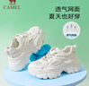 骆驼（CAMEL）老爹鞋女网布皮面拼接双系带厚底休闲鞋 L23S703108W 米白透网 36 实拍图