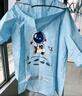 牧萌儿童雨衣带书包位男童女童加长全身学生雨披 蓝太空人拉链款 2XL 实拍图