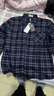 恒源祥冬装新款纯羊毛内胆保暖衬衫男爸爸装长袖加厚格子休闲衬衣 140灰色 175XL 实拍图