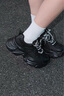 骆驼（CAMEL）老爹鞋女网布皮面拼接双系带厚底休闲鞋 L24S283079 黑色 37 实拍图