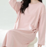 猫人女士睡衣女100%纯棉长袖纯色带胸垫简约宽松睡裙家居服虾粉L 实拍图