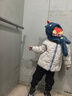 lemonkid儿童帽子围巾一体男女童加厚防风保暖护耳帽毛线帽靛蓝恐龙M 实拍图
