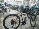 EG7山地自行车成人学生变速越野单车双减震赛车26寸青少年男女 辐条【加厚防滑轮-更安全】黑白 26寸21速【适合：160-180CM】 实拍图