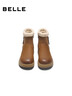 百丽（Belle）复古擦色雪地靴女2025冬新商场同款舒适保暖东北靴E5L1DDD5 棕色 35 实拍图