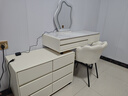 致绪梳妆台卧室斗柜一体化妆桌小户型实木岩板化妆台收纳可伸缩化妆柜 白100cm桌+柜+云朵镜+花瓣椅 实木【六斗柜】岩板台面 实拍图
