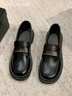 西遇乐福鞋女2025新款秋季简约法式一脚蹬小皮鞋通勤黑色单鞋 黑色 36预售15天 38 实拍图