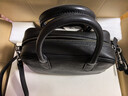 裘真【明星推荐】宽宽包植鞣牛皮休闲斜挎包手提保龄球包女 黑色 实拍图