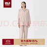 MUJI女式无侧缝法兰绒睡衣女士家居服纯棉冬季套装女装 浅粉红色5A XL 实拍图