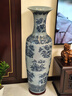 垚罄 景德镇陶瓷器仿古裂纹青花落地大花瓶乔迁礼物酒店宾馆开业礼品客厅装饰摆件 青花山水 1.2米 宽37CM单个 配底座 实拍图