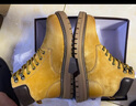 骆驼（CAMEL）【王俊凯同款】加绒马丁靴男鞋秋冬新款大黄靴女户外工装登山靴子 G122W7757TR金黄色（男 绒里款） 40 实拍图