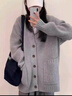 DAVEY MODE灰色中长款毛衣外套女秋冬外搭日系慵懒复古奶系穿搭软糯针织开衫 灰色【zt】 M 95-105斤 实拍图