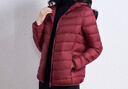 鸭鸭（YAYA）轻薄羽绒服女冬短款2025年秋冬新款高端时尚女款轻便韩版保暖外套 酒红色【连帽款】 3XL 实拍图