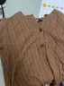 优衣库女装纽花圆领针织开衫/毛衣外套空调衫通勤秋冬新款481477 34 驼色 L 实拍图