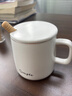 传旗陶瓷马克杯带勺盖咖啡杯牛奶杯早餐杯办公杯男女茶杯描金白400ml 实拍图