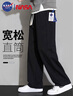 NASA GISS休闲裤男宽松直筒阔腿裤潮流长裤子 黑色直筒常规 (180/84A)XL 实拍图