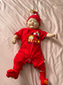 传乐星（CHUANLEXING）蛇宝满月婴儿衣服百天百日宴秋冬款男女新生儿连体衣喜庆套装 平安喜乐-福蛇（夏季短款+帽袜 66cm (12-15斤/2-4月)百天 实拍图