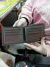 察今2025新款帆布男士钱包短款学生复古时尚大容量多卡位三折钱夹卡包 棕色 实拍图