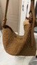 ECODAY秋冬麂皮编织包通勤托特包复古单肩斜挎hobo包女生日新年礼物 焦糖色（小号） 实拍图