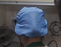 鸣固 厨师帽防尘帽透气工作帽车间餐饮厨房防掉头发男女帽防尘遮油帽 浅蓝色（1顶） 实拍图