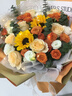 插画鲜花速递向日葵玫瑰混搭花束送女友老婆生日礼物全国同城配送 向日葵香槟混搭花束 实拍图