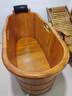 公子玉泡澡木桶浴桶大人洗澡木桶浴缸家用成人全身泡澡桶儿童沐浴盆 1.2米套二(橡木款) 实拍图
