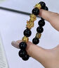 中国黄金（CHINA GOLD）黄金貔貅手链男士款足金招财转运珠皮丘手串送爸爸圣诞节礼物 【今/次日达】6mm黑曜石【荣华富贵】约1.2g 晒单实拍图