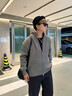 主意范（ZHUYIFAN）双拉链开衫毛衣外套男半高领加厚保暖秋冬oversize情侣针织衫夹克 灰色半高领（高品质升级版） XL 125-145斤 实拍图