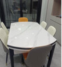 奥利克丝 亮光岩板餐桌椅组合 现代简约实木餐桌可伸缩折叠圆桌吃饭桌子 亮光雪山白-黑白框架轻奢皮椅款 1.35米 一桌六椅【12MM加厚岩板】 实拍图