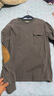 马登工装 复古麂皮绒拼接贴布纯棉长袖T恤宽松落肩圆领卫衣男 烟灰色 XL 实拍图