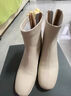 达芙妮官方真皮马丁靴女加绒2025秋冬新款法式粗跟短靴女气质瘦瘦靴子女 米白色【真皮系列】 37 实拍图