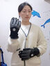 目丸保暖手套男女户外冬天骑行防寒风加绒厚触屏女防水冬季棉滑雪手套 5#雪花圆标藏青色（拼色男款） 实拍图