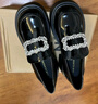 ZHR乐福鞋女时尚镜面百搭水钻女鞋厚底增高黑色皮鞋女 JF76 黑色 36  实拍图