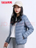 鸭鸭（YAYA）佟丽娅同款秋冬轻薄羽绒服女冬装短款鸭绒轻型薄款女士保暖外套K 浅蓝色 M (160) 实拍图