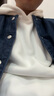 查尔斯桃心连帽卫衣男女情侣同款纯色基础百搭加绒加厚套头上衣白色M 实拍图