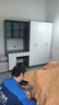 尧汉工皇简约衣柜连书桌一体儿童房电脑桌衣柜组合小户型家用卧室桌写字台 高级灰+白2.1米四门衣柜+书桌 包上门安装 实拍图