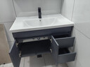 恋派浴室柜 陶瓷一体盆卫生间洗脸盆柜组合悬挂式洗漱台智能洗手盆柜 风水镜柜】珠光灰+陶瓷盆 80cm 实拍图