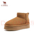 骆驼（CAMEL）懒人毛毛鞋雪地靴女反绒增高厚底冬季保暖靴 L23W275056 驼色 39 实拍图