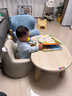 曼龙儿童花生桌Pro宝宝游戏桌可升降可调节豌豆桌学习桌写字台 米黄色 实拍图