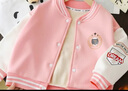儿童秋冬季新款加绒加厚棒球服外套男女童时尚百搭上衣宝宝洋气装 粉色 130码（建议身高115-125cm) 实拍图