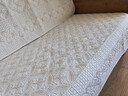 太美鑫水洗全棉亲肤沙发垫四季通用防滑布艺简约现代纯棉坐垫子套罩盖布 A-花好月圆-米白(防滑) 90*180cm 实拍图