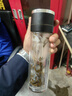榄茵一键开启双层玻璃杯开盖车载水杯男士开合速开茶杯茶水分离杯子 一键开盖钢本银 400ml 实拍图